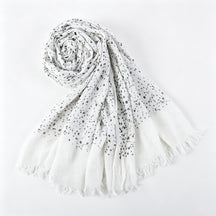 WJ197  Plain Polka Dot Polyester Crinkle Hijab with Short Fringe