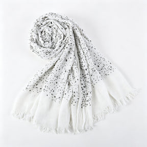 WJ197  Plain Polka Dot Polyester Crinkle Hijab with Short Fringe