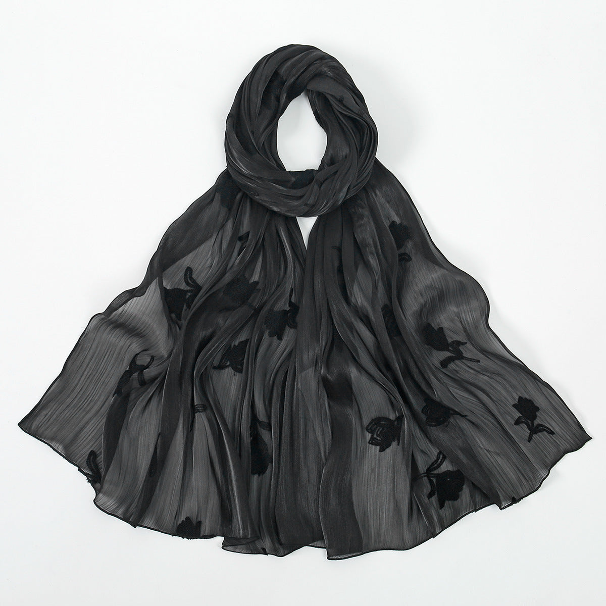 VE141  Sea Island Silk Embroidered Breathable Fashion Hijab