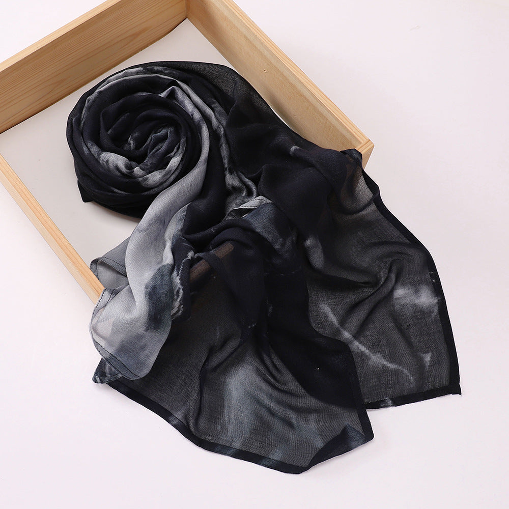 MSL395  Modal printed double stitch scarf