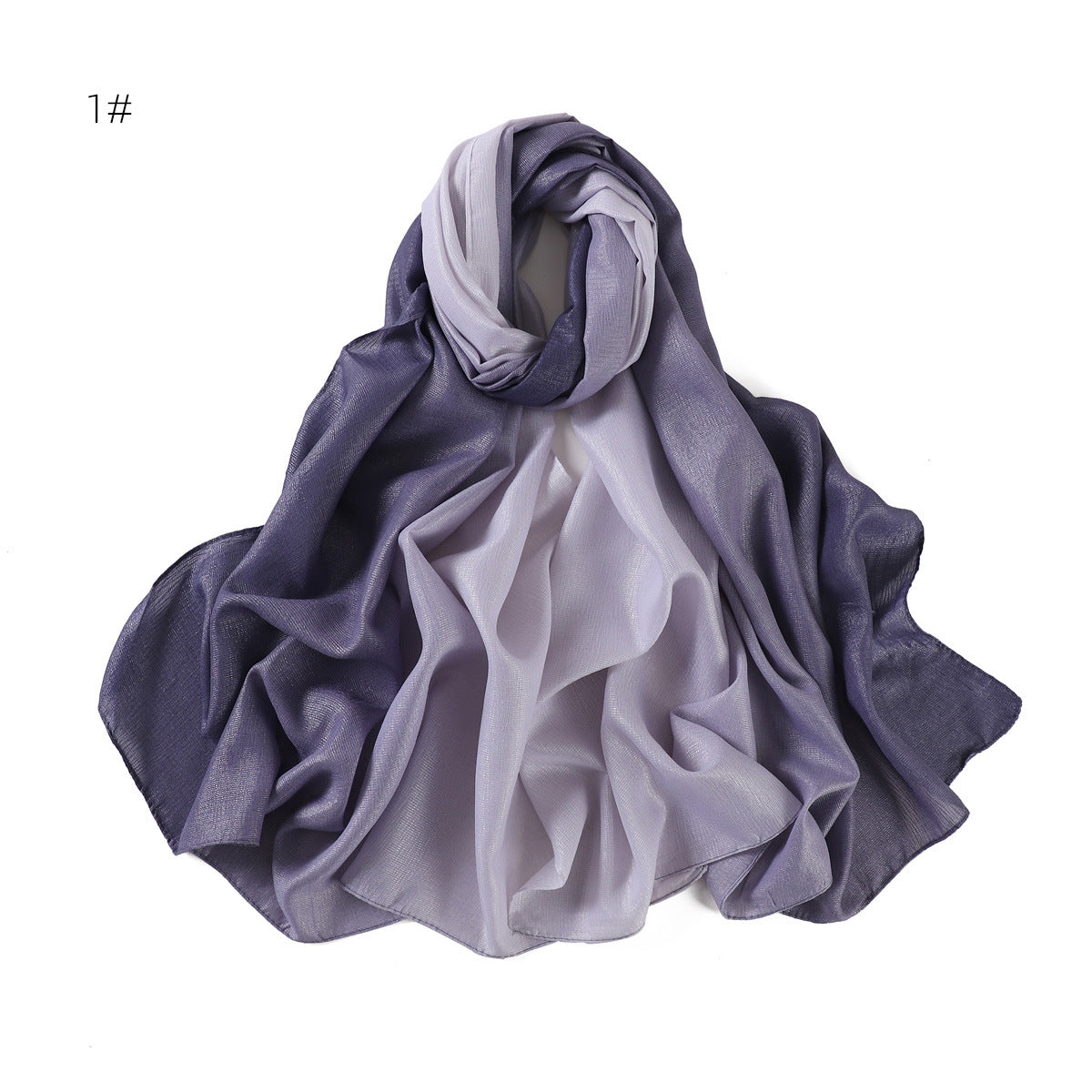 YZ199  Gradient color hand-painted imitation silk scarf silver silk headscarf shawl female scarf Malay Indonesian long scarf