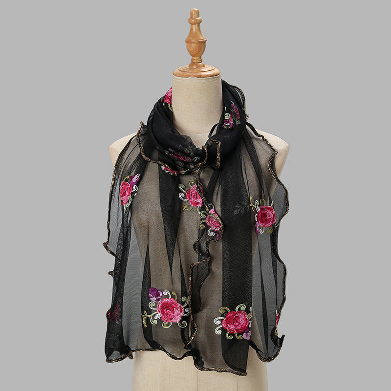 YSY559 Exquisite yarn embroidered scarf shawl