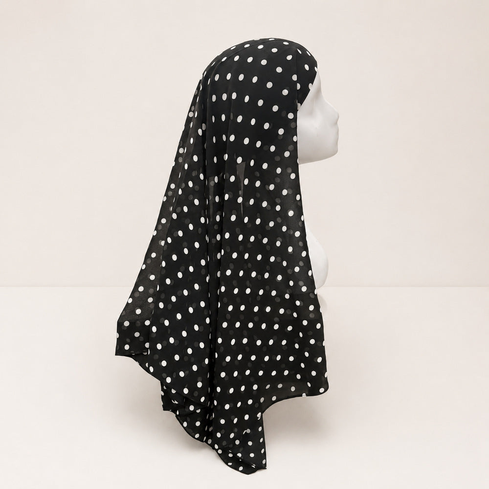JBXF000  Printed Chiffon Hijab + Attached Tie Back Cap