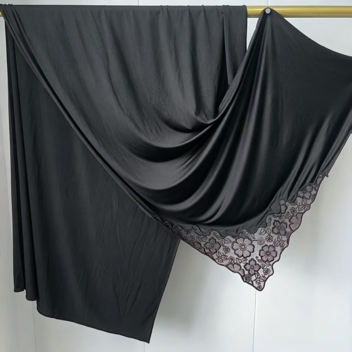 YTCXHB  Plain Embroidered Lace Liquid Jersey Hijab
