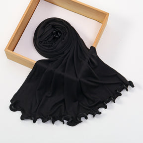 SW053  Plain Mercerized Cotton Jersey Wavy Edge Hijab