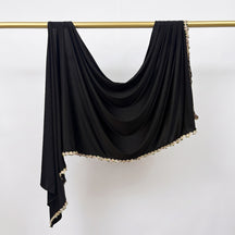 JBHBHB  Elegant Versatile Plain Colorful Embroidered-Edge Liquid Jersey Hijab
