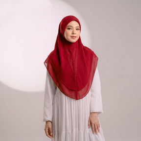 A2  Plain Double-Layer Chiffon Rhinestone One-Piece Hijab