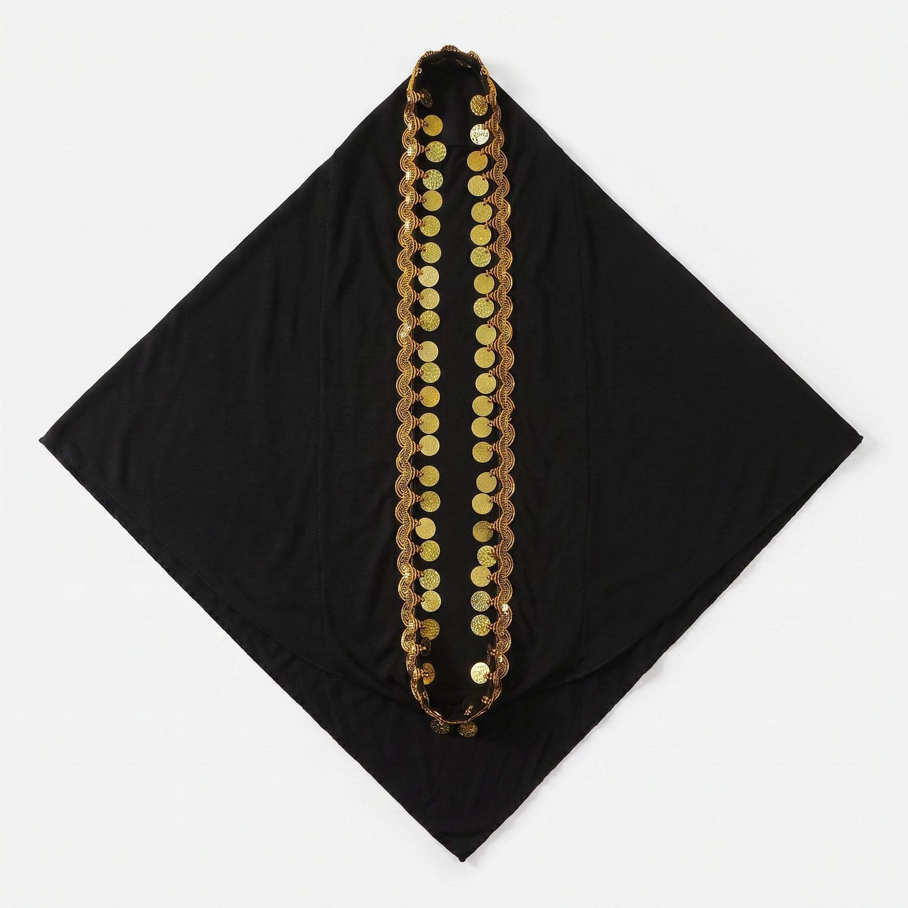SW135  Plain Crystal Linen Round Gold Sequin Instant Hijab