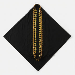 SW135  Plain Crystal Linen Round Gold Sequin Instant Hijab