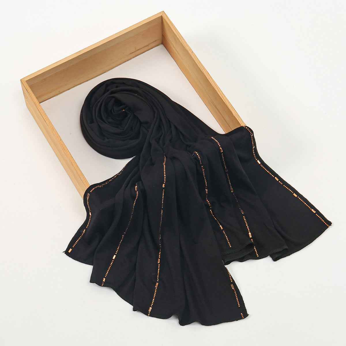 YW365  Plain Mercerized Cotton Hijab with Heat-Set Rhinestones