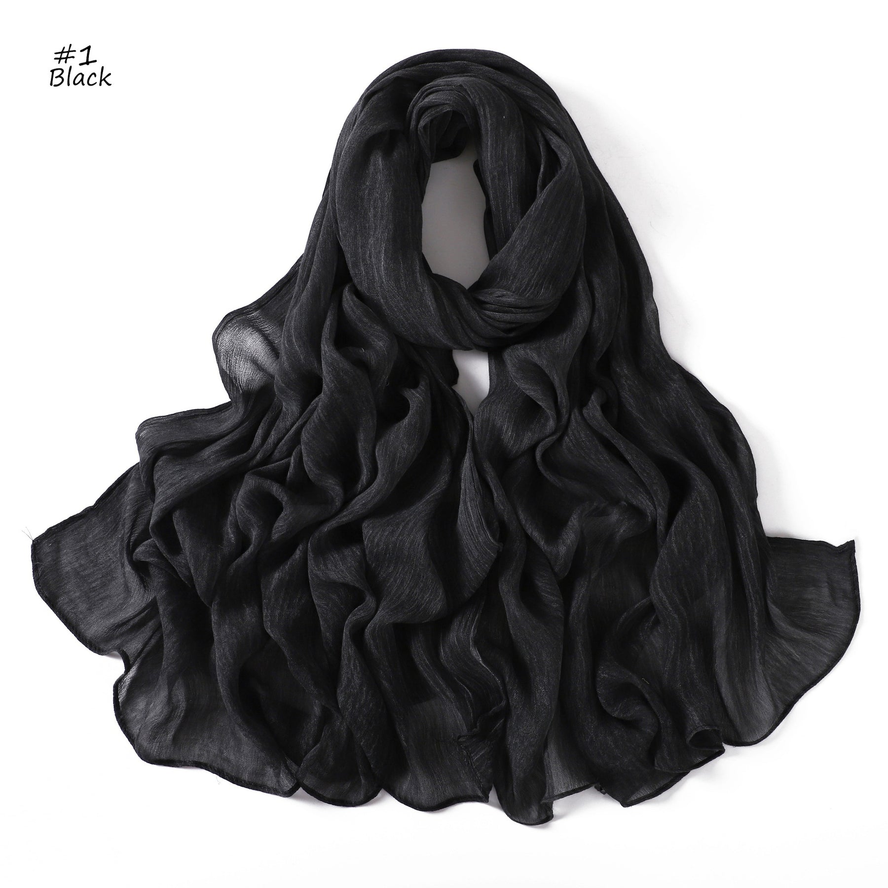 YZ322  Plain Washed-Dye Modal Crinkle Rolled-Edge Hijab