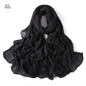 YZ322  Plain Washed-Dye Modal Crinkle Rolled-Edge Hijab