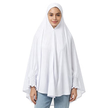 22201-22210  Plain High-Stretch Polyester Ruffled-Edge Sleeve Hijab