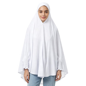 22201-22210  Plain High-Stretch Polyester Ruffled-Edge Sleeve Hijab