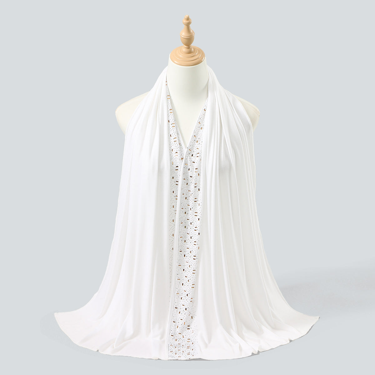 YW425  Mercerized Cotton Special-Shaped Hotfix Rhinestone Hijab