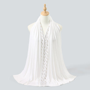 YW425  Mercerized Cotton Special-Shaped Hotfix Rhinestone Hijab