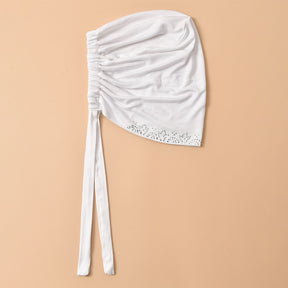 RS038 Mercerized cotton rhinestone strap hijab cap