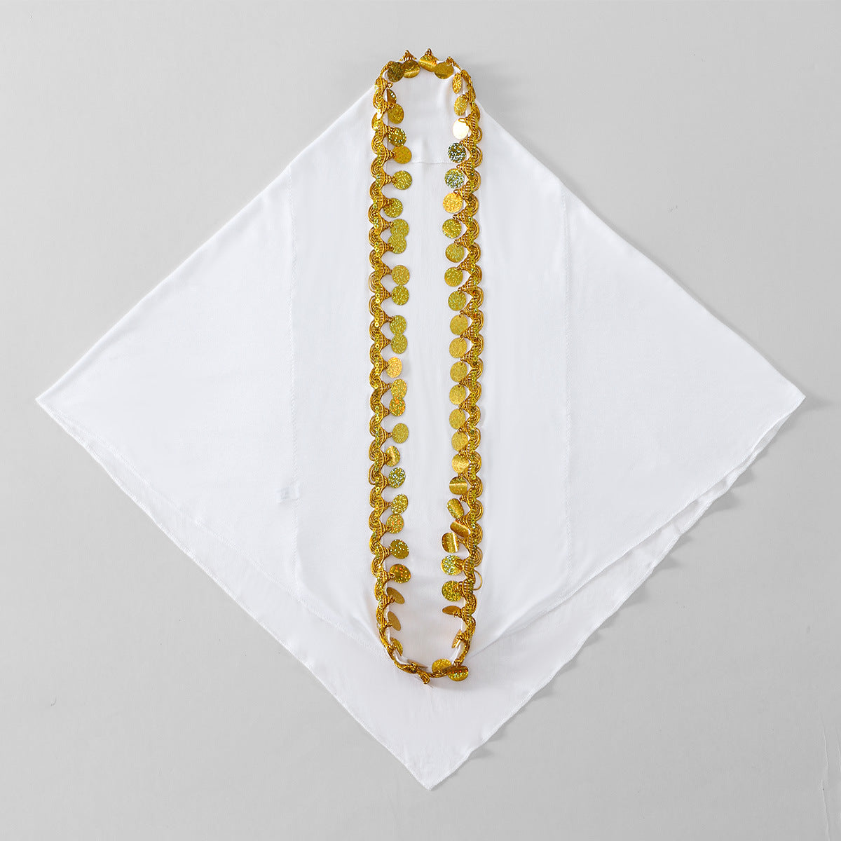 SW135  Plain Crystal Linen Round Gold Sequin Instant Hijab