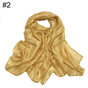 ND479 Linen Solid Color Faux Silk Soft Turban Shawl Scarf