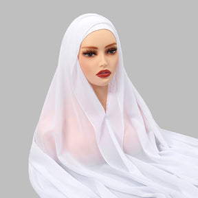 VS911 Solid Color Chiffon Hijab with Undercap Instant Hijab and Magnet Buckle, Anti-Fall All-Match Scarf