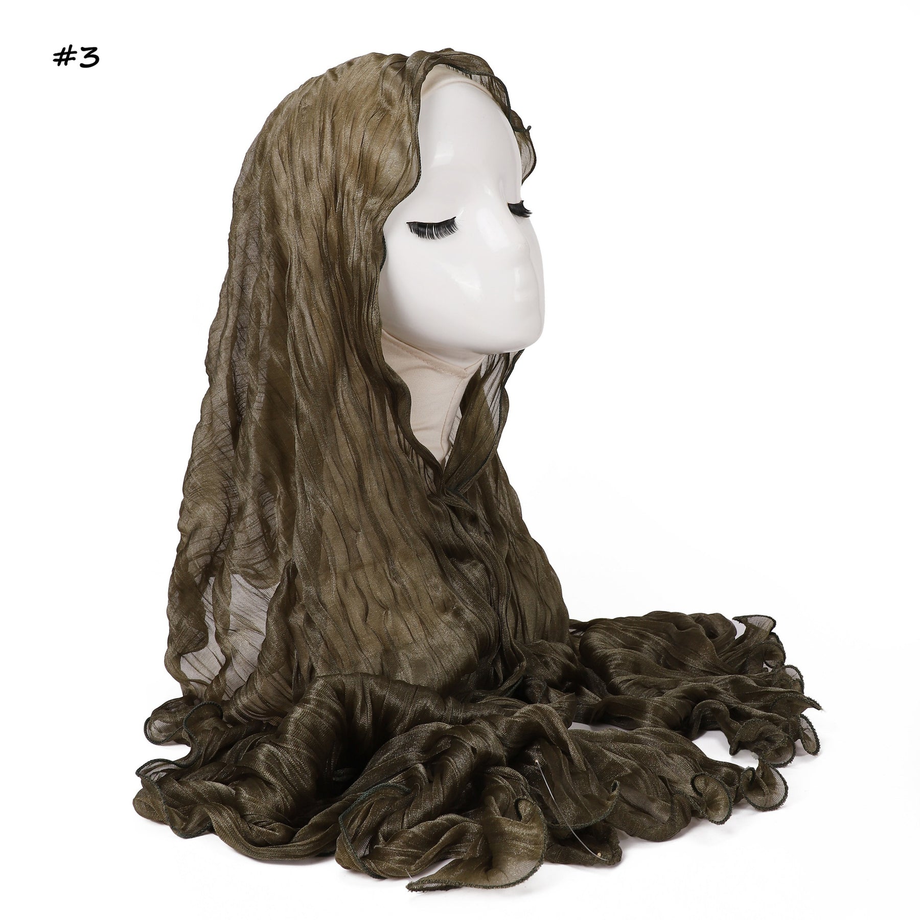 YZ327  Plain breathable glossy stretchy crinkled chiffon hijab