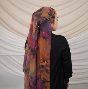 FZ001  Imitation silk double-sided oozing tie-dyed Muslim hijab