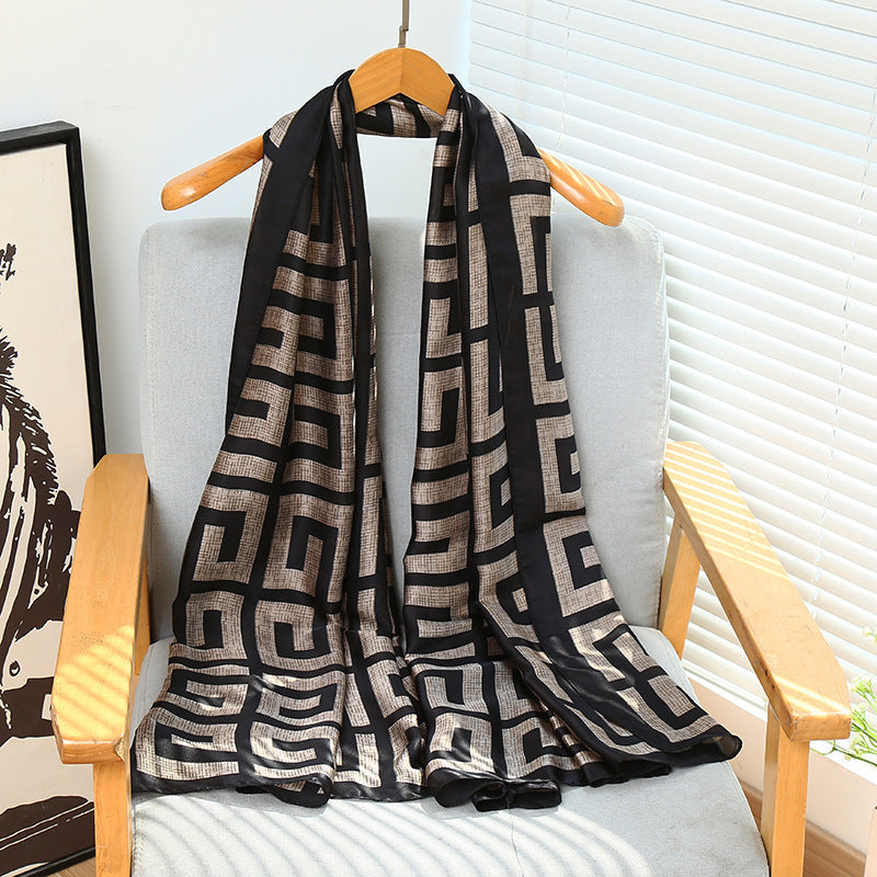 21203  Printed Extra-Long Lightweight Polyester Layering Scarf