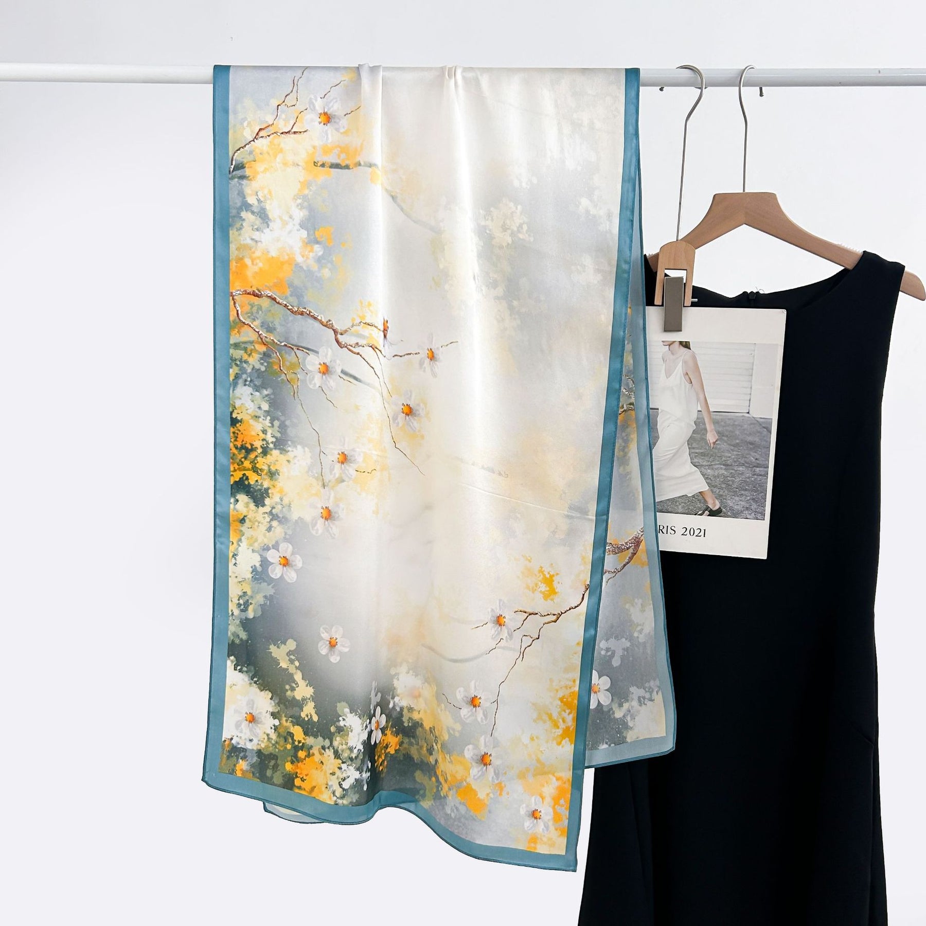 FSHHE  Elegant Versatile 100% Mulberry Silk Printed Scarf