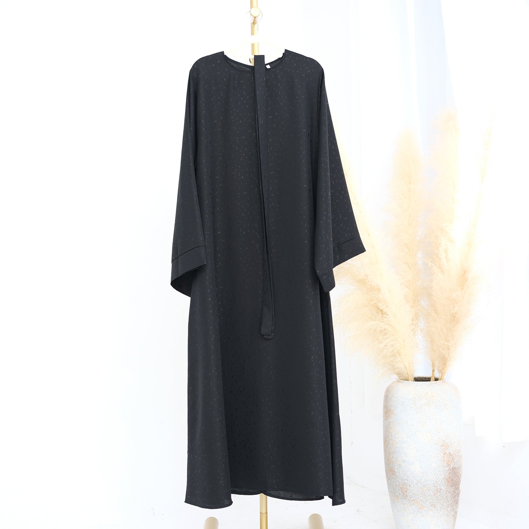 LRDB010+LRDB011  Fashion Print Elegant Cardigan Dress with Hijab Two-Piece Set