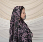 MD017  Modal Polyester Cotton Blend Floral Tie-Dye Single-Needle Hijab