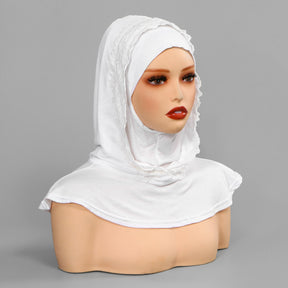 SW162  Stylish Lace Double-Layer Polyester Hijab