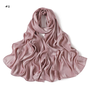 YZ312  Plain Silk-Like Leopard Stripe Polyester Hijab