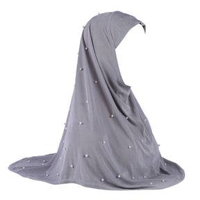 H016 pearl Crystal liinen plain instant hijab