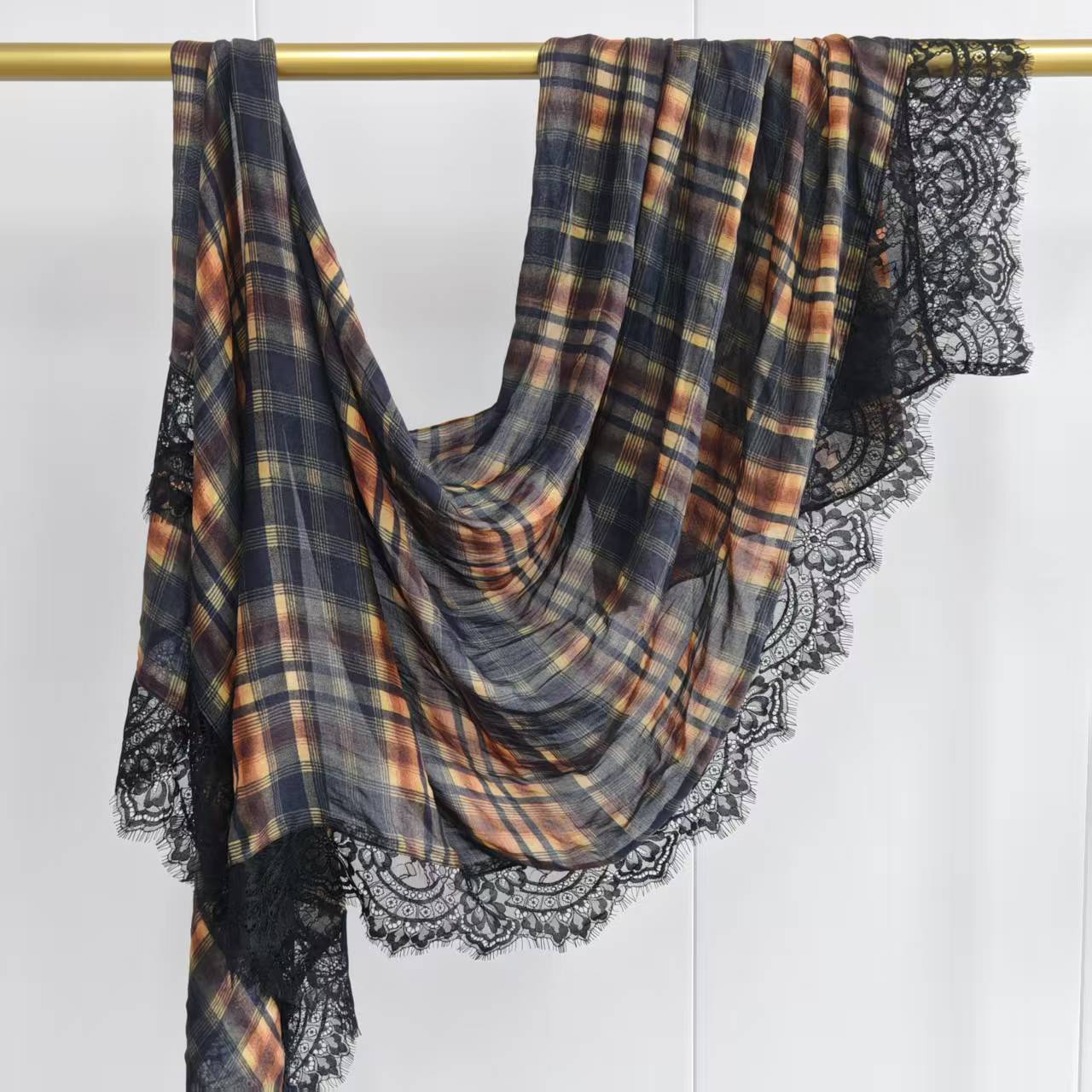 GZFJ  L-shaped lace trim printed modal double stitch hijab