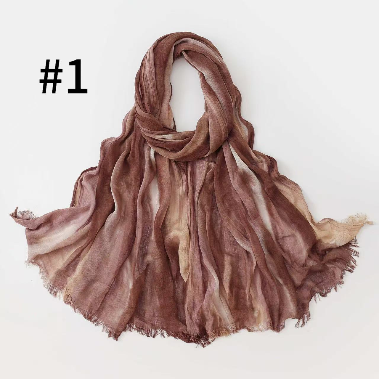 WJA485  Gradient Tie-Dye Autumn/Winter Crinkled Hijab