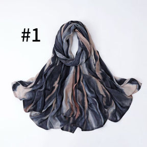 SS010 Breathable Sun-Protective Modal Tie-Dye Crinkled Hijab