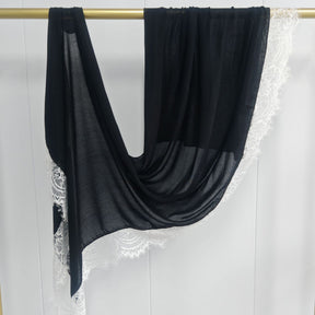 WJ079  Plain Modal Hijab with Lace Trim