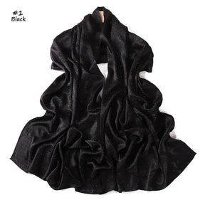YZ325  Plain Hotfix Rhinestone Crinkled Satin Hijab