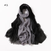 YZ51 Hand-painted gradient rainbow color bubble scarf wrinkled scarf with short beard on both ends hijab  hijab/tudung  printed hijab  Gradient  printed scarf