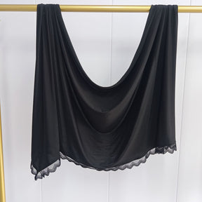MLSL-457  Liquid Jersey Hijab with Lace L-Shaped Trim