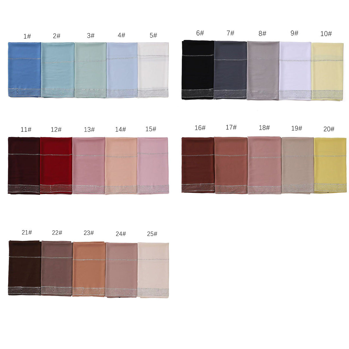 YZ324  Plain Pearl Chiffon Hijab with Rhinestones