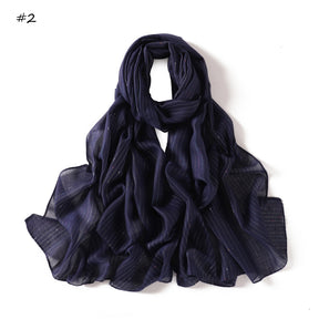 YZ340  Plain Striped Color Thread Polyester Hijab