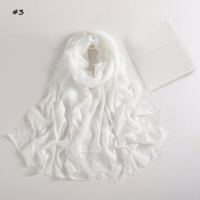 YZ347  Plain Modal Lace Hijab + Mercerized Cotton Tube Cap Set