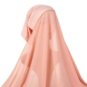 YW166  Plain Chiffon Hijab with Integrated Tube Cap