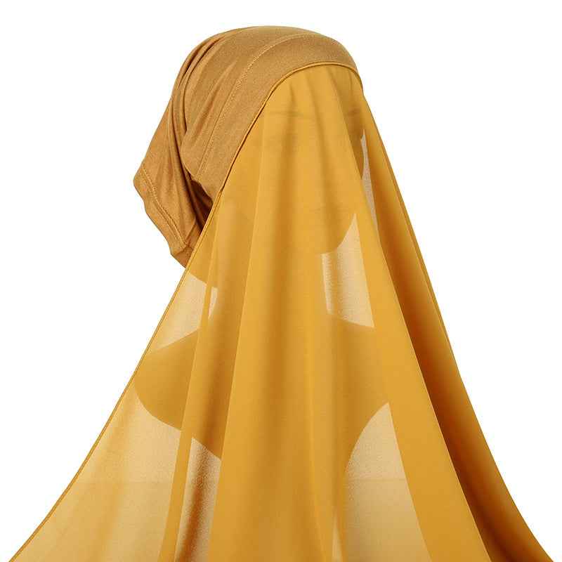 YW166  Plain Chiffon Hijab with Integrated Tube Cap