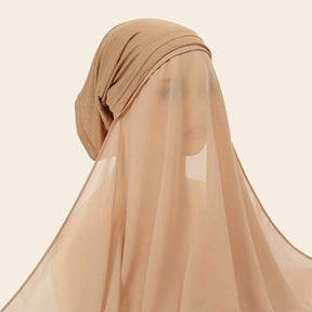 YW166  Plain Chiffon Hijab with Integrated Tube Cap