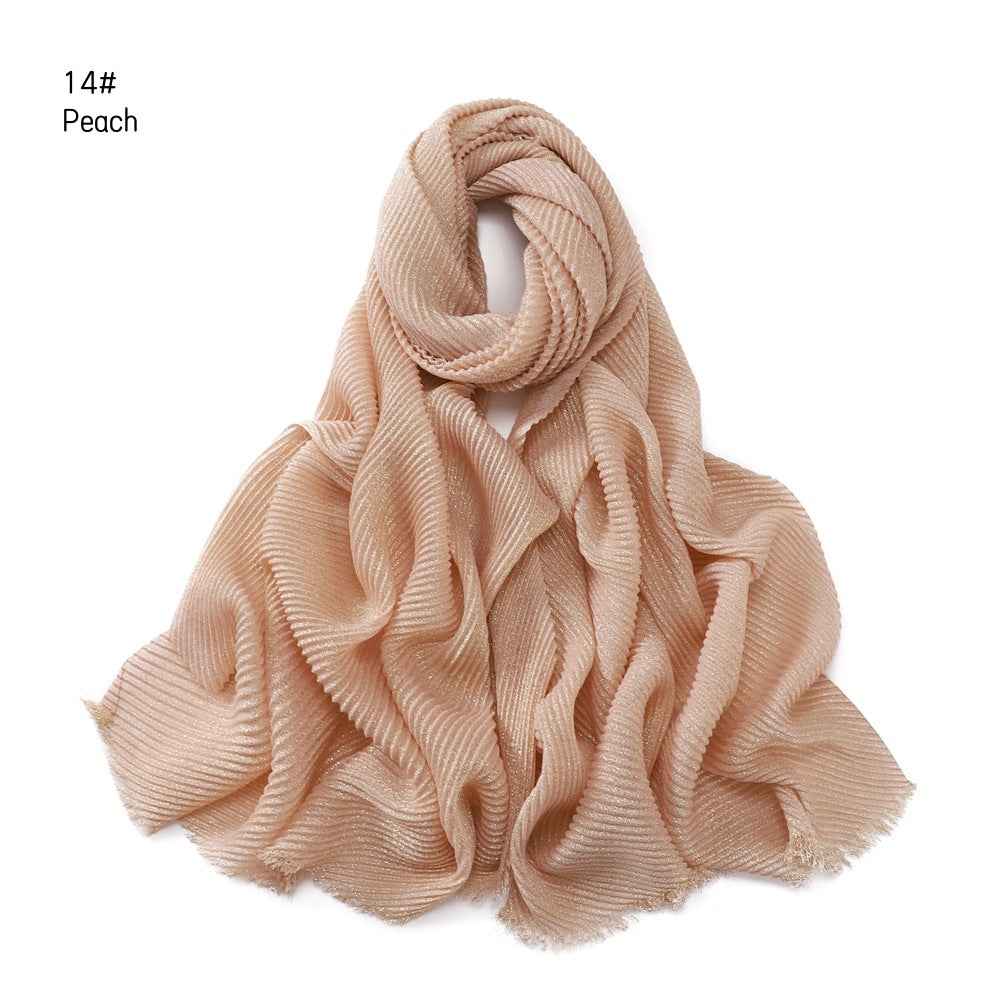 YZ112 Gold and Silver Thread Solid Color Crinkled Hijab