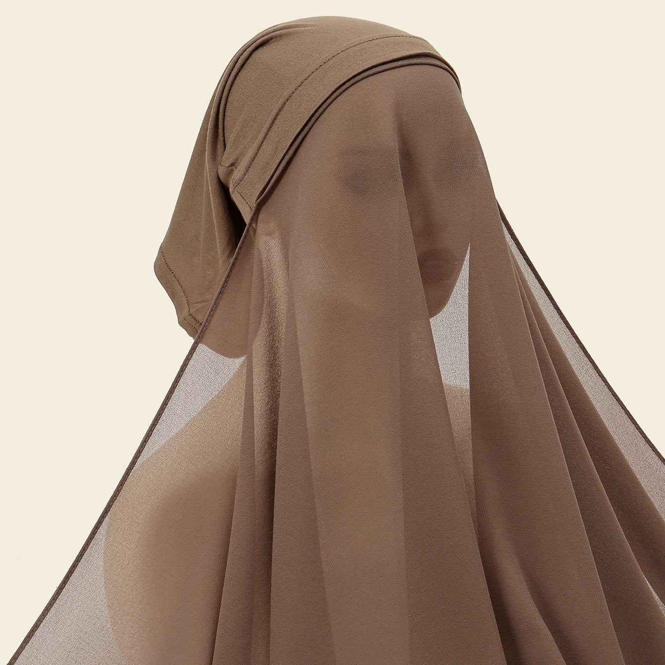 YW166  Plain Chiffon Hijab with Integrated Tube Cap