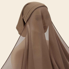 YW166  Plain Chiffon Hijab with Integrated Tube Cap