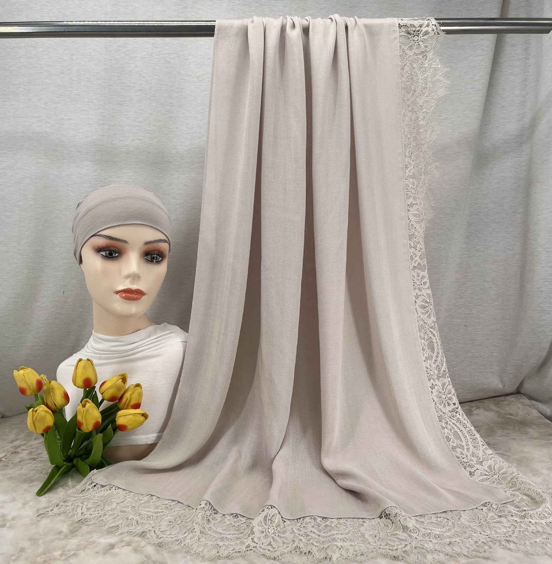 LSMDR  Elegant Plain Breathable Modal Hijab with Undercap Set - MOQ: 10 pcs/color